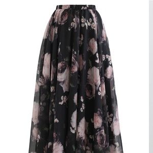 CHICKWISH PINK ROSE MAXI SKIRT